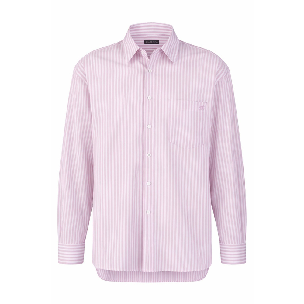 Active After Coffee Stripe Button Down Shirt Lavender White Sz L NWT Casual Chic